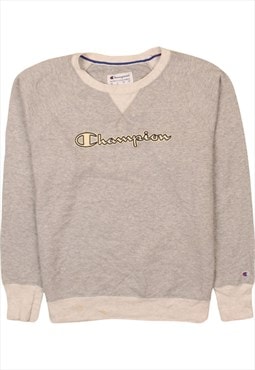 Vintage 90's Champion Sweatshirt Spellout Crew Neck Grey