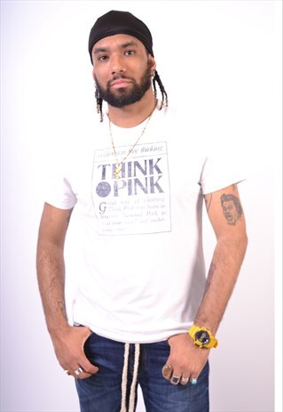 Vintage Think Pink T-Shirt Top White