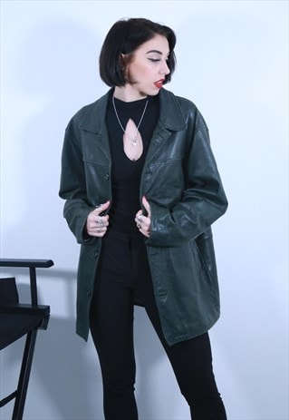 DARK GREEN LEATHER JACKET