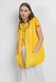 VINTAGE Y2K RELAXED BOXY FIT ZIP UP VEST IN YELLOW M