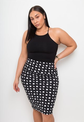 FAVELL HIGH WAISTED PENCIL SKIRT IN BLACK AND WHITE
