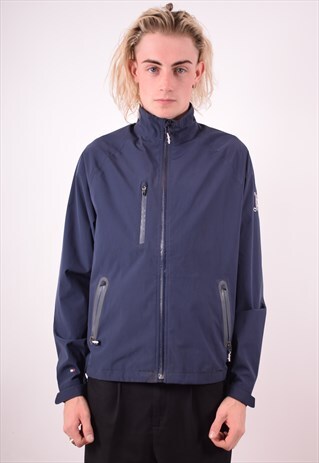 TOMMY HILFIGER MENS VINTAGE TRACKSUIT TOP JACKET MEDIUM BLUE
