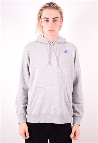 ADIDAS MENS VINTAGE HOODIE SWEATER MEDIUM GREY 90S