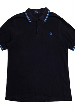 Fred Perry Twin Tipped Polo Shirt In Black Size large
