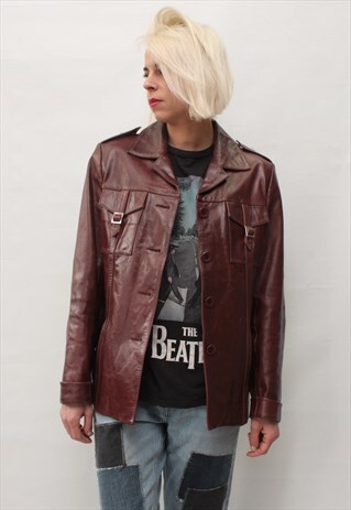 VINTAGE 70' AMAZING BEAUTIFUL BROWN LEATHER JACKET