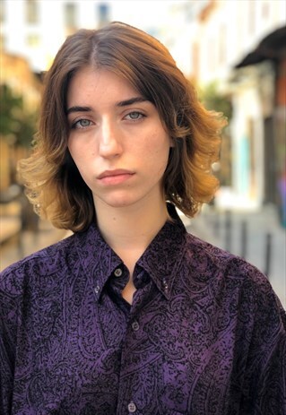 VINTAGE 90'S PURPLE PAISLEY PRINTED OVERSIZED SHIRT