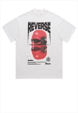 Grunge raver t-shirt retro punk tee cyber goth top in white