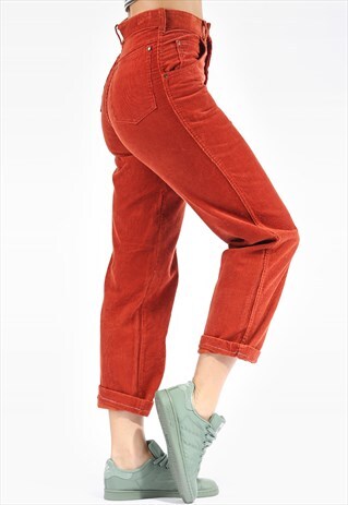 CORDUROY BRICK RED WOMEN TROUSERS