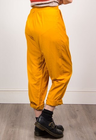 VINTAGE 90'S MUSTARD HIGH WAIST LOOSE LEG TROUSERS
