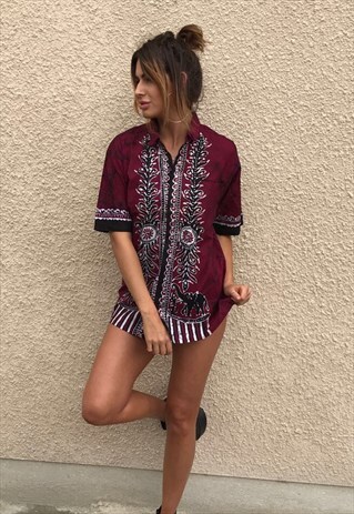 PATTERNED OVERSIZED RETRO VINTAGE UNISEX FESTIVAL SHIRT