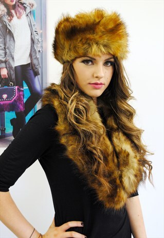 KRISSY LUXURY GINGERBREAD BROWN FAUX FUR HEADBAND