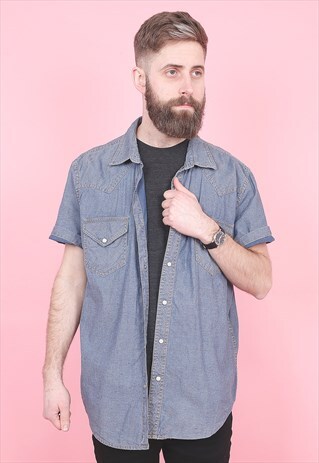 VINTAGE SHORT SLEEVED DENIM SHIRT /R12047