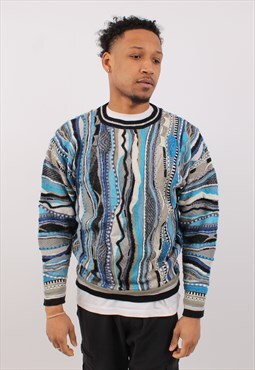 Vintage Men's Metallic Coogi Style Crew Neck Sweater