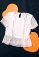 Vintage Top Y2K Lace Fairycore Blouse in Pink
