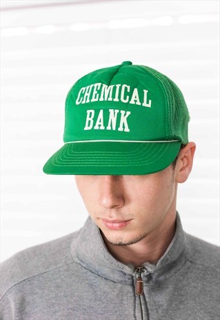 VINTAGE CHEMICAL BANK TRUCKER CAP LOGO 90S M 2.2
