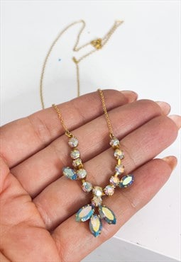 1960's Iridescent Gem Delicate Necklace
