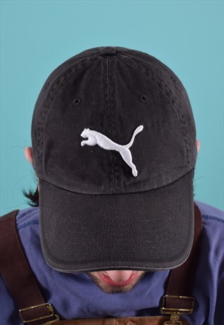 VINTAGE PUMA BLACK AND WHITE EMBROIDERED CAP