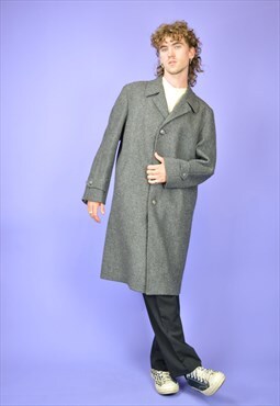  Vintage grey classic 80's wool coat