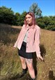 VINTAGE 90S SUEDE PASTEL PINK LEATHER TRENCH COAT JACKET