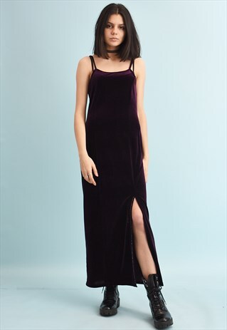 90'S RETRO VELVET GRUNGE MOMS MAXI DRESS