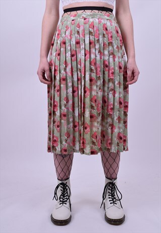 VINTAGE 90'S FLOWER PRINT PREPPY GRANNY SKIRT SIZE 10 TO 12