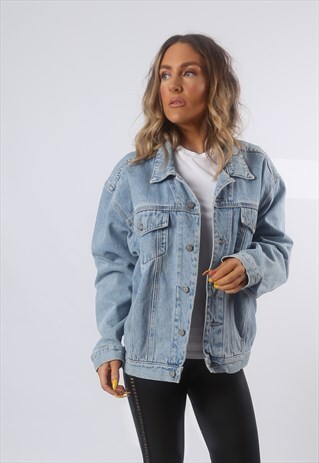 DENIM JACKET OVERSIZED FITTED VINTAGE UK 16 (BG2J)