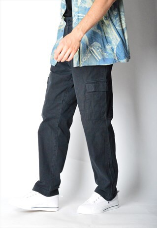 VINTAGE 90S FADED NAVY BLUE FILA CARGO PANTS