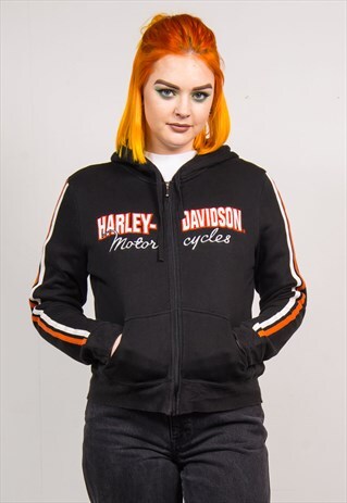 HARLEY-DAVIDSON VINTAGE 90'S BLACK SWEATSHIRT JACKET HOODIE