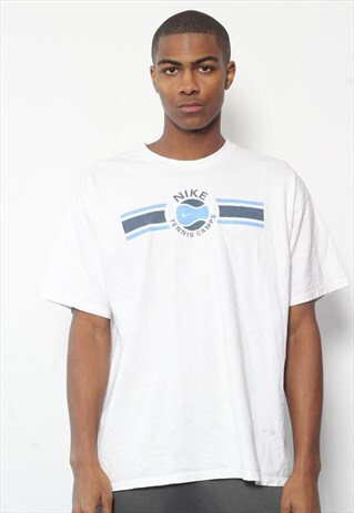 VINTAGE NIKE TENNIS PRINT LOGO T-SHIRT WHITE