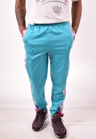 LOTTO MENS VINTAGE TRACKSUIT TROUSERS MEDIUM BLUE 90S