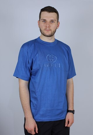 GUCCI VINTAGE T-SHIRT BLUE RARE ELECTRIC