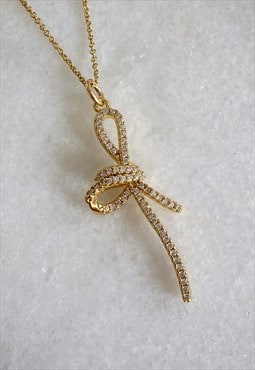 Mirabelle Gold CZ Bow Necklace
