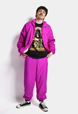 Vintage tracksuit unisex in pink colour Old School 80s