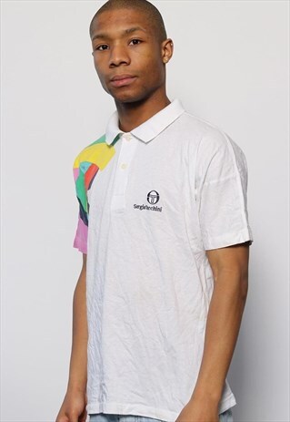 VINTAGE SERGIO TACCHINI T-SHIRT POLO LOGO WHITE