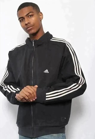 VINTAGE ADIDAS LOGO HEAVY COTTON JACKET BLACK