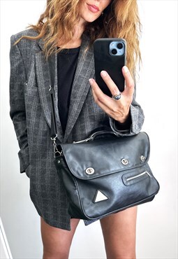 90s Black Urban Goth Grunge Shoulder Bag 