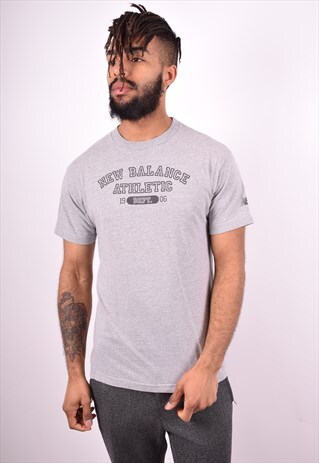 NEW BALANCE MENS VINTAGE T-SHIRT TOP MEDIUM GREY 90'S