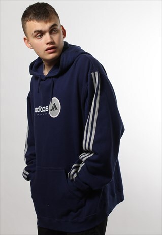 VINTAGE ADIDAS SPELL OUT NAVY HOODIE