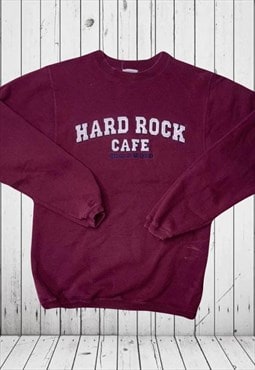 vintage burgundy embroidered hard rock cafe hollywood jumper