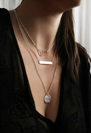 LAYERED STERLING SILVER BAR & CIRCLE NECKLACE