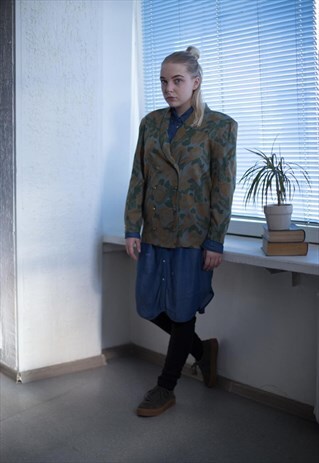 VINTAGE 60'S MULTICOLOUR FLOWER PRINT DOUBLE BUTTONS JACKET
