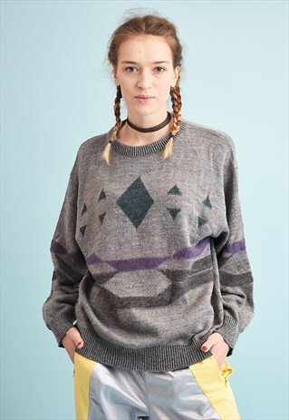 90'S RETRO JAZZY OVERSIZED SLOUCHY DADS KNIT JUMPER