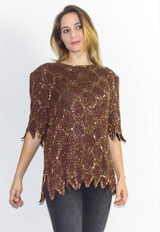 VINTAGE 80'S SEQUIN BUTTERFLY TOP