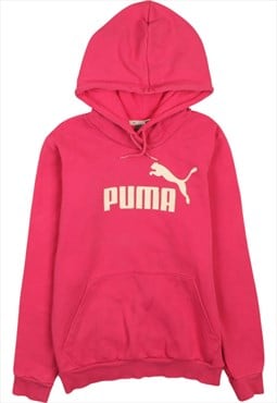 Puma 90's Pullover Spellout Hoodie Small Pink