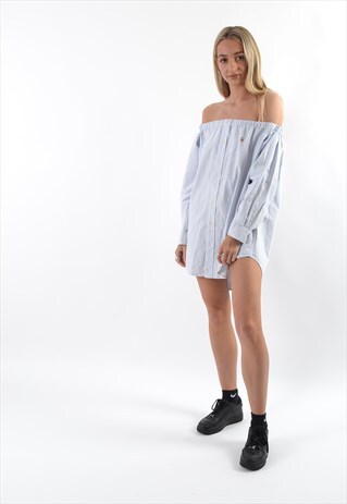 BLUE RALPH LAUREN BARDOT DRESS GRL3744