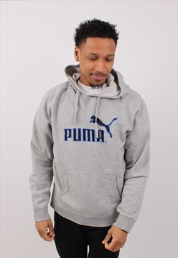 Vintage Men's Puma Light Grey Pullover Hoodie