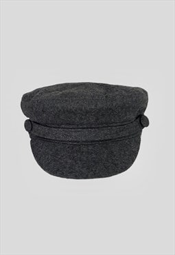 New Vintage Style Dark Grey Wool Mix Baker Boy Fiddler Hat L