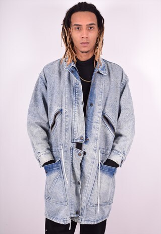 MENS VINTAGE DENIM JACKET LARGE BLUE 90'S