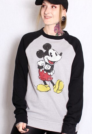 VINTAGE GREY BASEBALL MICKEY MOUSE SWEATER