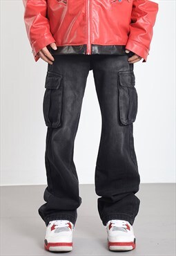 Blue Washed Cargo pants trousers Y2k